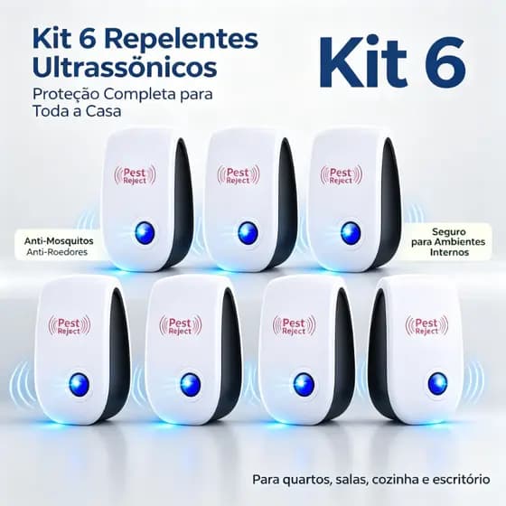 6 Unidades Repelente Eletrônico Ultrassônico Mosca Pernilongos Baratas Morcegos repele e Espanta Ratos
