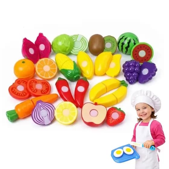 Kit Frutinhas Comidinhas 12 Peças Com Velcro De Cortar Brinquedo Cozinha Infantil De Cortar Kizumba