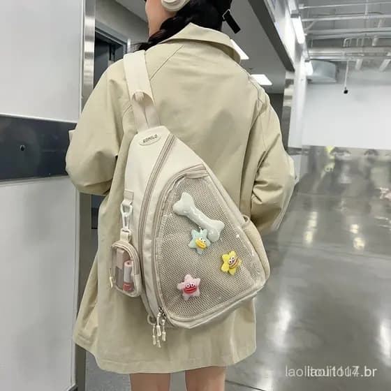 Bolsa de peito transparente para menina fofa, camada de barra Chirp, bolsa de peito Casual de qualidade alimentar de gra