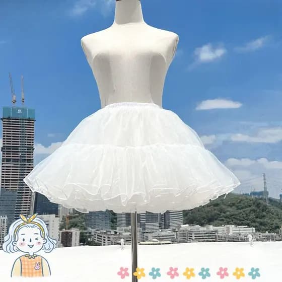 Saia Volumosa Desconstruída, Anágua Branca Fofa Estilo Lolita, Acessório de Cosplay de Crinolina