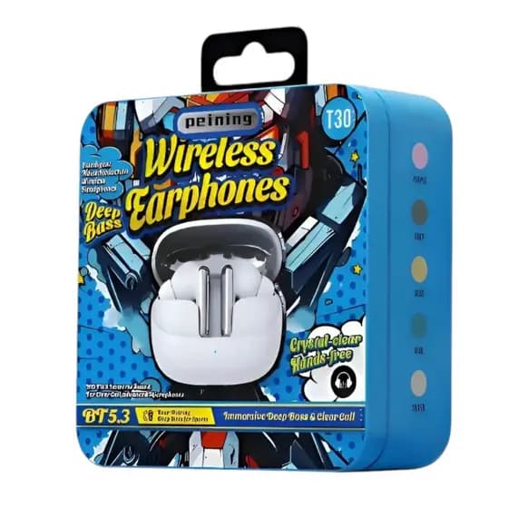 FONE BLUETOOTH SEM FIO PEINING PEI EP105 TWS BLUETOOTH 5.3 CASE LATA PREMIUM GRAVES POTENTES MICROFONE BATERIA LONGA DUR