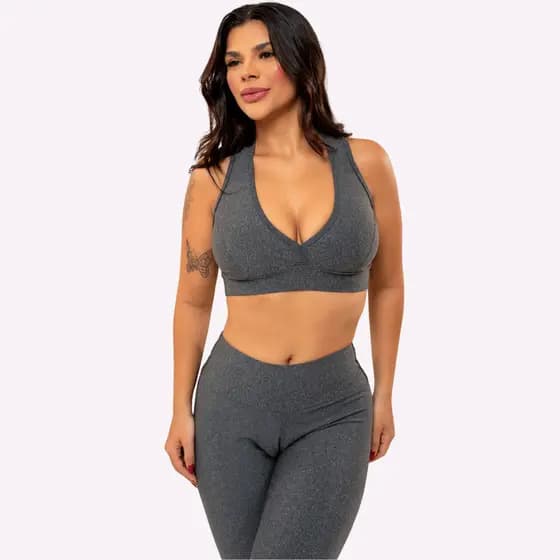 Conjunto Top e Leg Fitness Feminino Cintura Alta VesteBem Moda Fitness