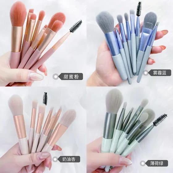 | 【kit pincel maquiagem profissional】 | ♔8 Mini pincéis de maquiagem Macaron fosco cerdas macias portátil pó solto Blush