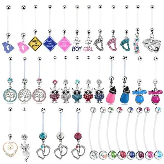 | 【piercing umbigo】 | bijuterias femininas ♠Europa américa venda quente acrílico umbigo prego haste macia umbigo anel mu