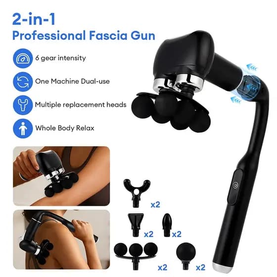 Pistola De Fáscia Handhel De 6 Cabeças , Vibração De Alta Frequência , Massagem Corporal , Pescoço , Ombro , Cintura , A