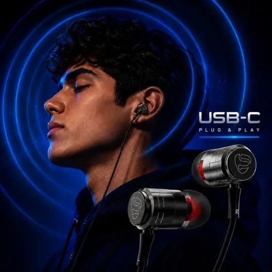 Fone De Ouvido Com Fio Tipo C Somic Tone E72C Super Bass Estéreo Gamer Para Tablet Notebook Celular