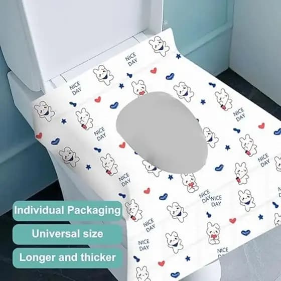 10 unidades de capas descartáveis para assento de vaso sanitário, protetor de assento com design de coelho fofo e coraçã