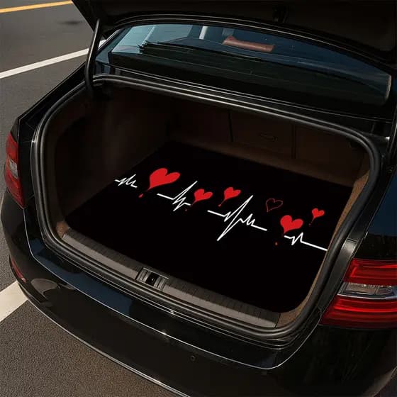 1 unidade, tapete de porta-malas de carro moderno antiderrapante, Design de padrão romântico de pulso cardíaco ECG, mant