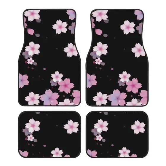 4 unidades, tapetes de carro Aparência requintada com logotipo Padrões de flores rosa Tema de tapete de pés de carro, De