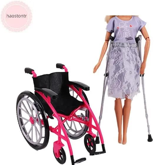 Haostontr 1 conjunto de acessórios para casa de bonecas, decoração DIY, cadeira de rodas dobrável em miniatura para reab