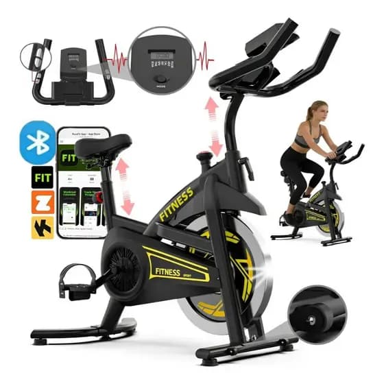 Bicicleta Ergométrica Spinning Bike Mecanica Profissional 150kg com Conexão Bluetooth e Monitor Multifuncional para Casa