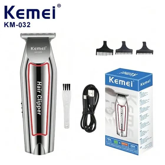 Kemei KM-032-USB Máquina De Acabamento Profissional Sem Fio Com Pentes E Escova De Limpeza USB 5W