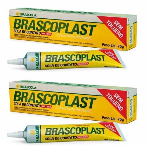 2 Cola De Contato Brascoplast St 75g Cola De Sapateiro Uso Geral Para Couro Madeira Tecido Papelão