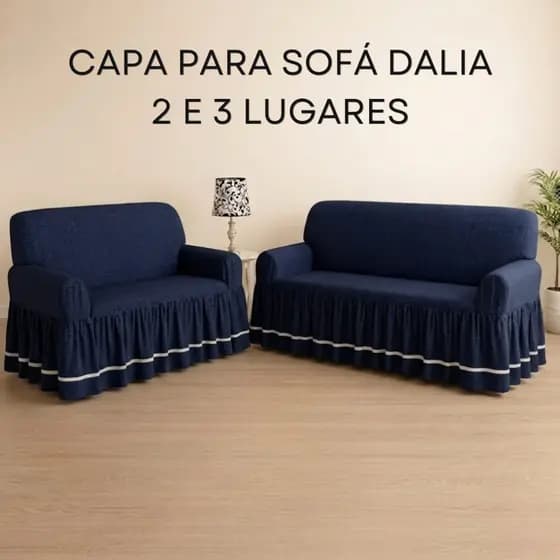 Kit Capa de Sofá Dália 2 e 3 Lugares – Protetora, Lavável e Confortável