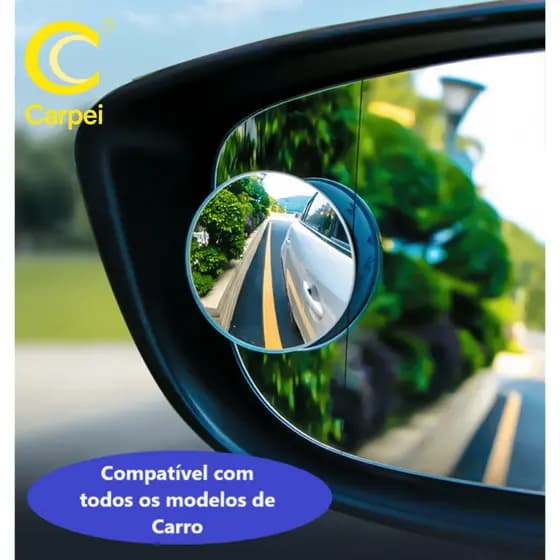 1 par - Espelho Retrovisor Carro Moto Fixo Móvel Auxiliar Externo Pontos Cegos 5cm Universal