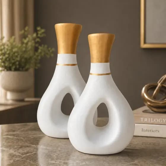 Dupla Decorativa Vaso Decoração Enfeite Luxo Kit 2 Conjunto Elegância