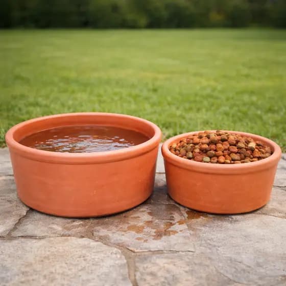 Kit 2 Bebedouro Comedouro Pets 2,5lts e 1,5lts Ceramica Barro Tigela Caes Gatos Cachorros