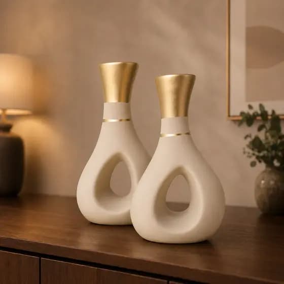 2 Pares Vaso Decoração Casa Sala Rack Conjunto Dupla Luxuoso