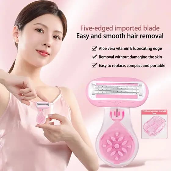 Navalha Feminina Portátil Para Viagens , Rosto , Perna , Biquíni , Cabelo Corporal , Barbear Com Lâmina De Rede Protetor