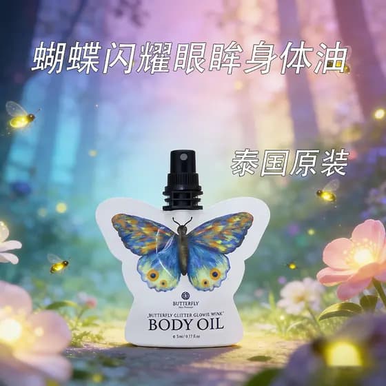 T Thai Butterfly Glitter Glowie Wink Pearl Óleo Corporal Hidratante Iluminador