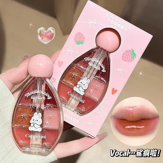 CAPPUVINI seis cores espelho lábio geléia brilho de água estudante cosméticos vidro lábio esmalte Cross-Border beleza ba