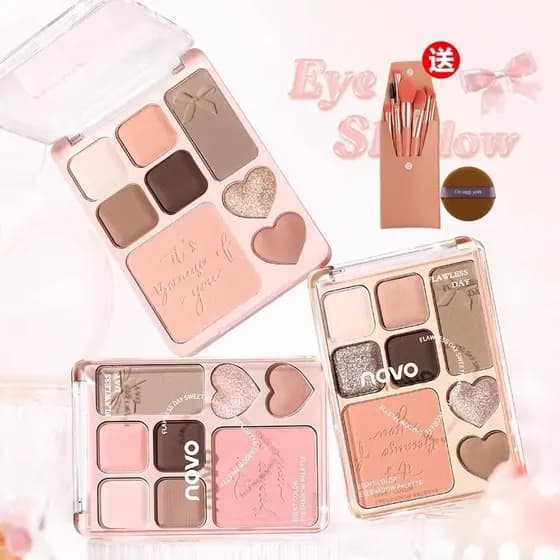 2025 novo estilo novo amor paleta de sombras Blush destaque tudo-em-um paleta caramelo rosa marrom terra cor abrangente