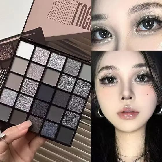 Capell Black Swan 25 Paleta de sombras Série escura Lantejoulas peroladas Glitter Maquiagem esfumaçada Paleta de sombras