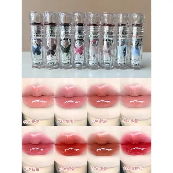 Estoque pronto FLORTTE/Flor Lolia Good Beauty Lip Lacquer Lip Glaze Capa de chuva Copo antiaderente Lip Gloss Wackky Ser