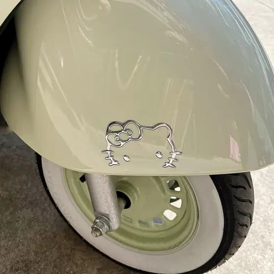Olá kitty carro elétrico decoração Gadget prata adesivo Notebook carro espelho retrovisor adesivo gatinho bonito