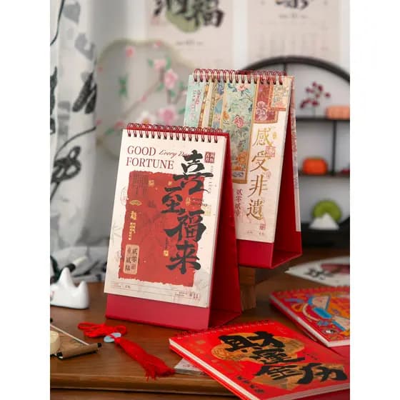 2026 Calendário da série Beauty of Time Novo estilo Calendário de mesa estilo chinês Alto valor ins Desktop Decoração de
