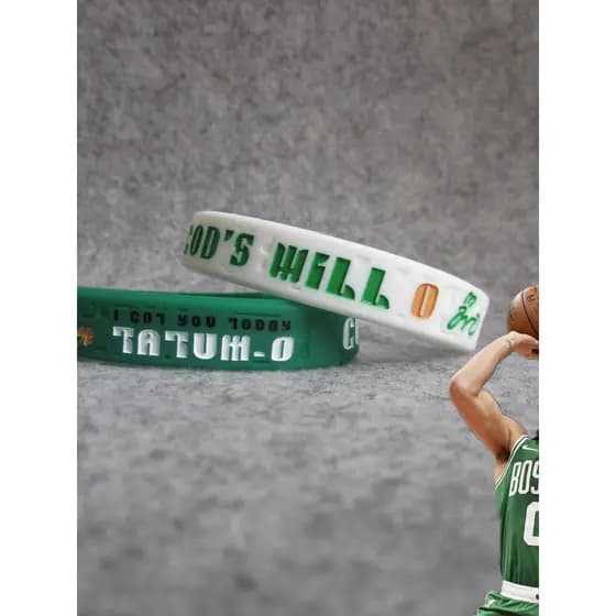 Estrela de Basquete Verde Exército No. 0 Tatum Multicolor Pulseira Esportiva Pulseira de Silicone Ventilador Joias Marro