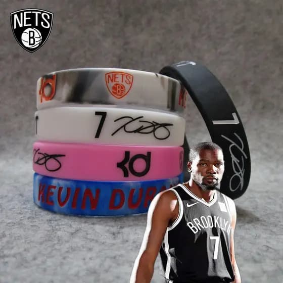 Redes Estrela de Basquete No. 7 Kevin.Durant Death Signature Pulseira esportiva Pulseira de Silicone Joias para fãs