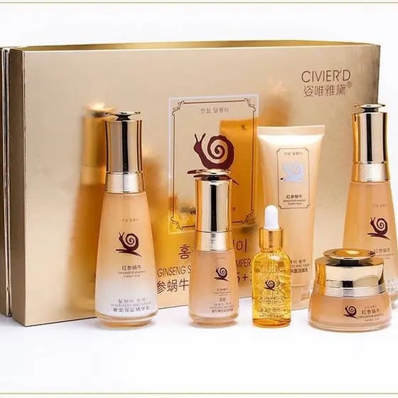 Ginseng vermelho caracol água leite conjunto produtos de cuidados com a pele endurecimento Anti-rugas mãe de meia-idade