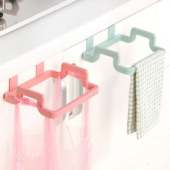 Cozinha pendurado porta do armário rack de lixo sem perfuração porta traseira saco de lixo rack de armazenamento saco de