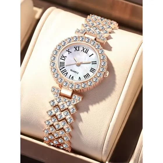 Venda quente moda padrão romano diamante senhoras relógio feminino relógio de quartzo pulseira estudante presente relógi