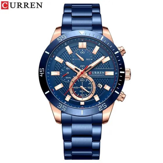Relógio de quartzo masculino calendário relógio masculino relógio de seis ponteiros com pulseira de aço relógio empresar