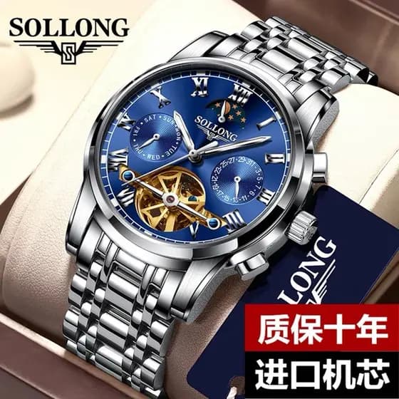 Swiss SOLLONG Genuíno Oco Automático Mecânico Tourbillon Rotativo Top Dez Marcas Relógio Masculino Luminoso À Prova D 'Á