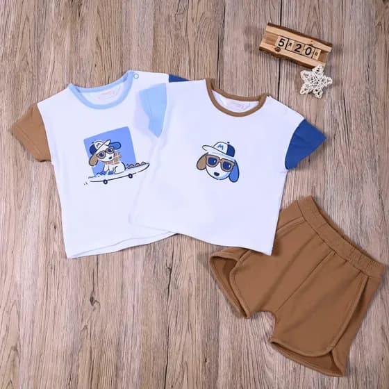 Meu comércio exterior europeu americano bebê menino verão puro algodão em torno do pescoço de manga curta camiseta topo