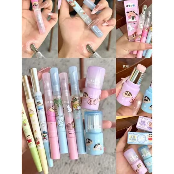 JILLLEEN Crayon Shin-Chan Co-Branded Camélia Lip Essence Oil Lip Balm Hidratante Reparação Lip Skin Base Light Lip Lines