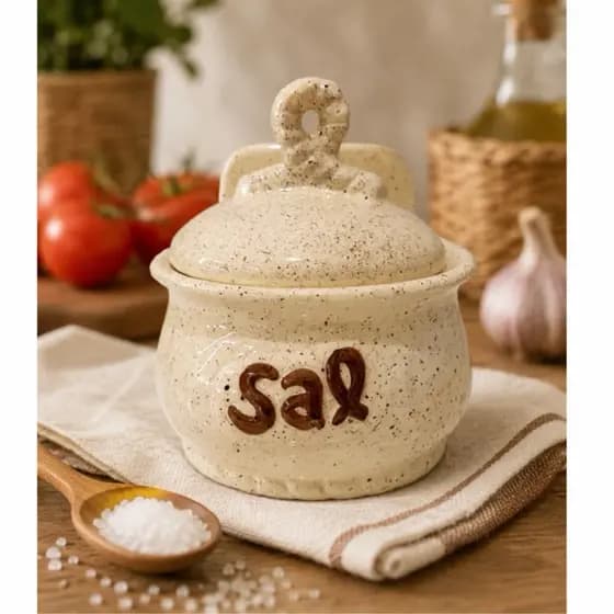 Saleiro Laço de Cerâmica Pintado a Mão Cozinha