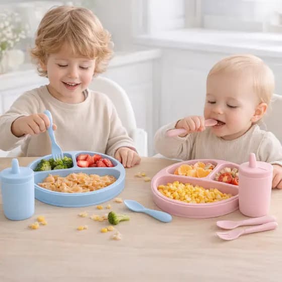 Prato Alimentação Bebê Com Silicone Divisória E Ventosa