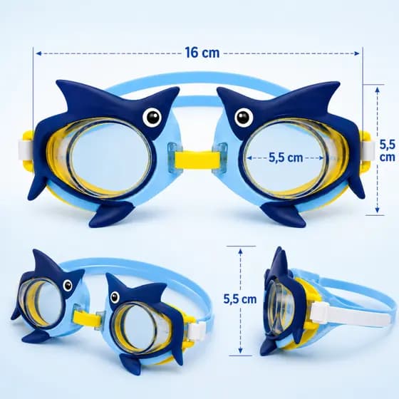 Óculos De Mergulho Infantil - Tubarão Piscina E Natação