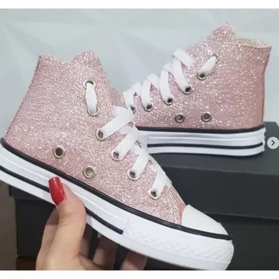 Botinha Infantil Glitter Rosa e Cinza Cano Alto Menina do 26 ao 33!!~