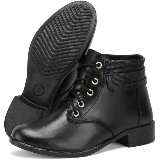Bota Coturno Feminino Cano Curto Medio Salto Baixo em couro inverno / outono linda demais 34 AO 39 #LOJAYOUBELLASTORE