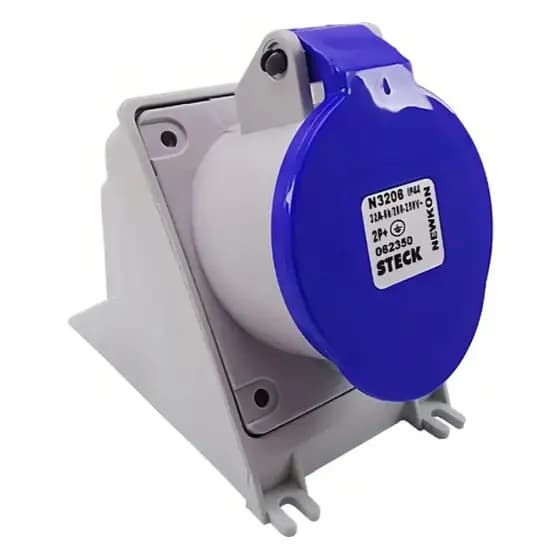 Tomada Sobrepor Newkon 2p+t 32a 200/250v 6h Ip44 N3206 Steck Cor Azul