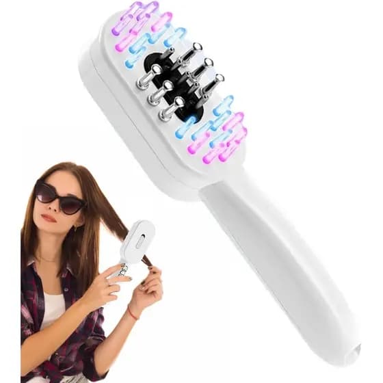 Novidade: Melhor Presente - Pente Elétrico com Luz Vermelha para Cabelo - Ferramenta Fortificante com Orifício para Óleo