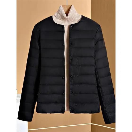 Mãe inverno casaco acolchoado de algodão casaco acolchoado de algodão sem gola forro leve meia-idade idosos feminino cur