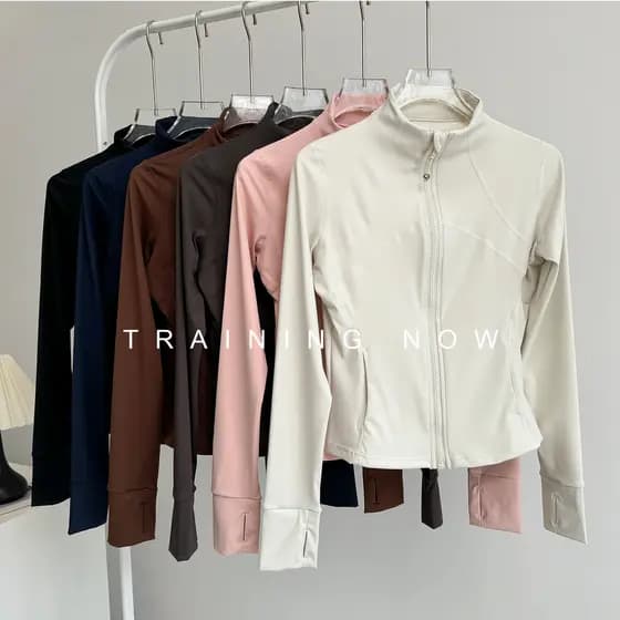 Bonito gola alta yoga Wear jaqueta de manga comprida feminino outono inverno bonito mais magro olhar Pilates yoga Cardig