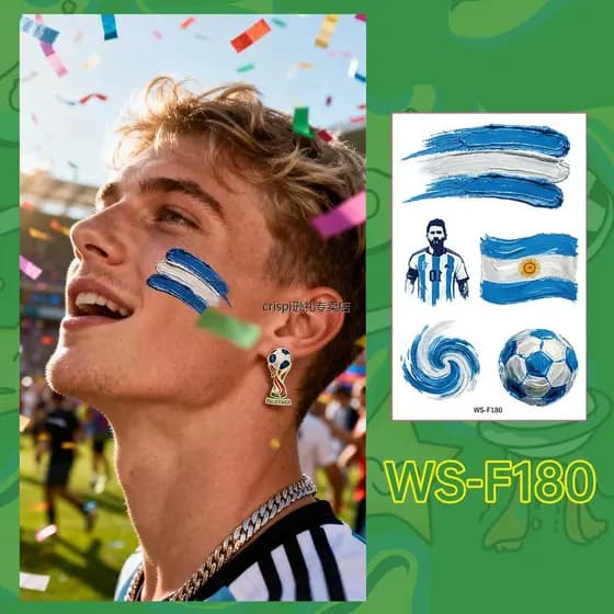 2026 Meijiamo Copa do Mundo Mercadoria Rosto Adesivos Competição de Futebol Argentina Equipe Messi Tatuagem Adesivos Pin