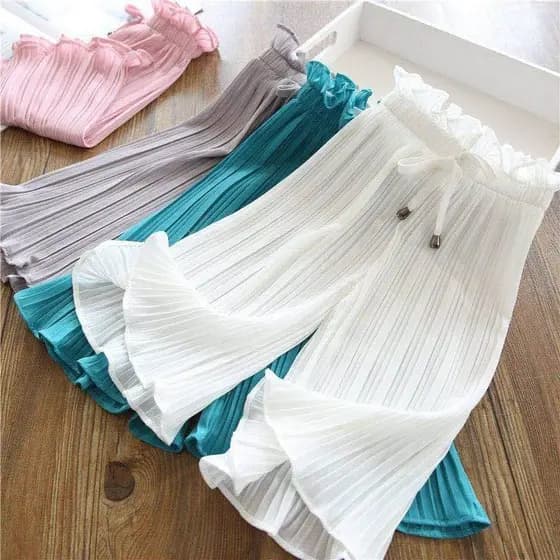 Calças para meninas 22 verão estilo fino bebê Culottes de secagem rápida calças cortadas de seda gelo Anti-Mosquito calç